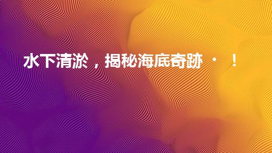 水下清淤，揭秘海底奇跡！